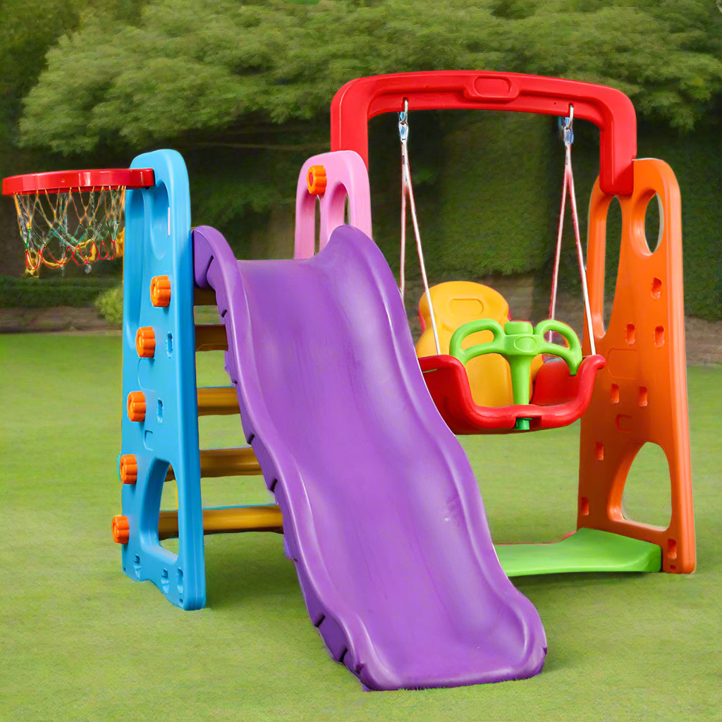 KIDS SLIDE & SWING L-66" W-68" H-54"