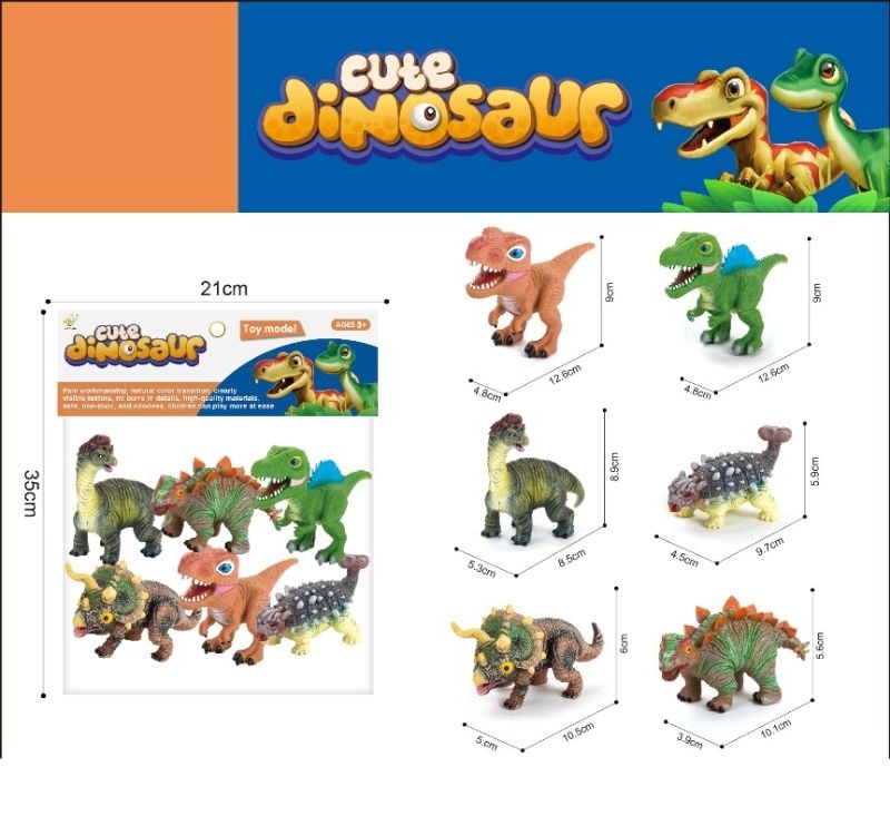 (HJ568-3) Dinosaur,6 Asst Mix,6Pcs/Pvh