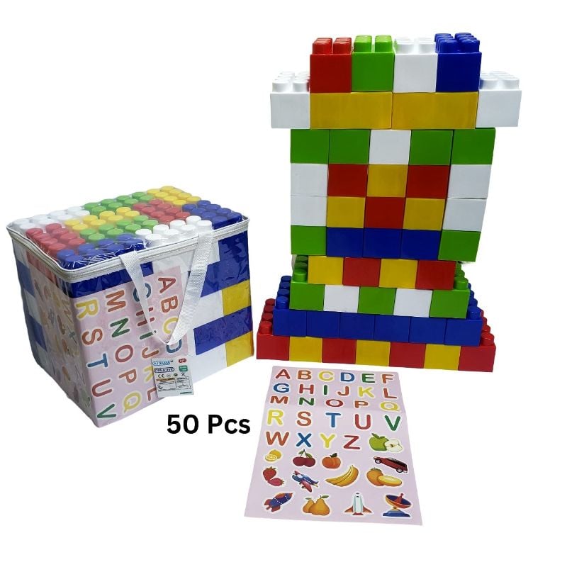 (AP30124-ABC) Jumbo Building Blocks 50 Pcs Zip-Bag