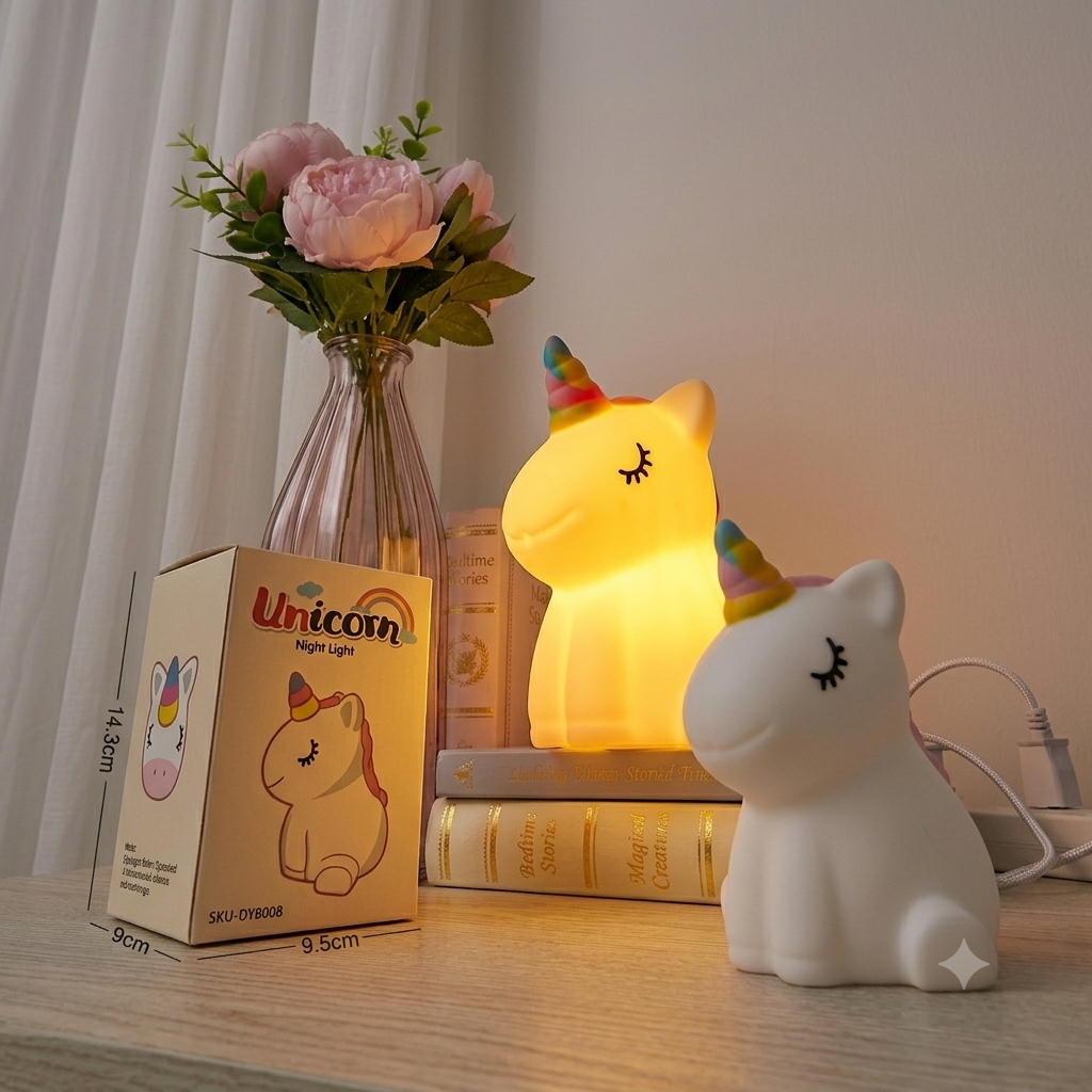 Unicorn Night Light Warm Lamp W/3.7V+Usb P.Bx
