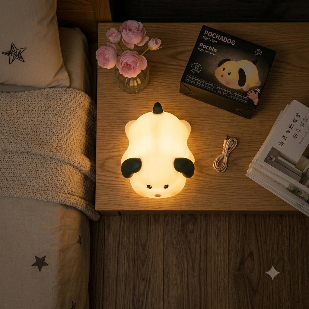 Pocha dog Night Light Warm Lamp W/3.7V+Usb