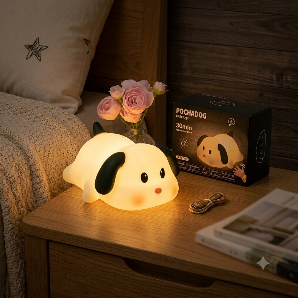 Pocha dog Night Light Warm Lamp W/3.7V+Usb