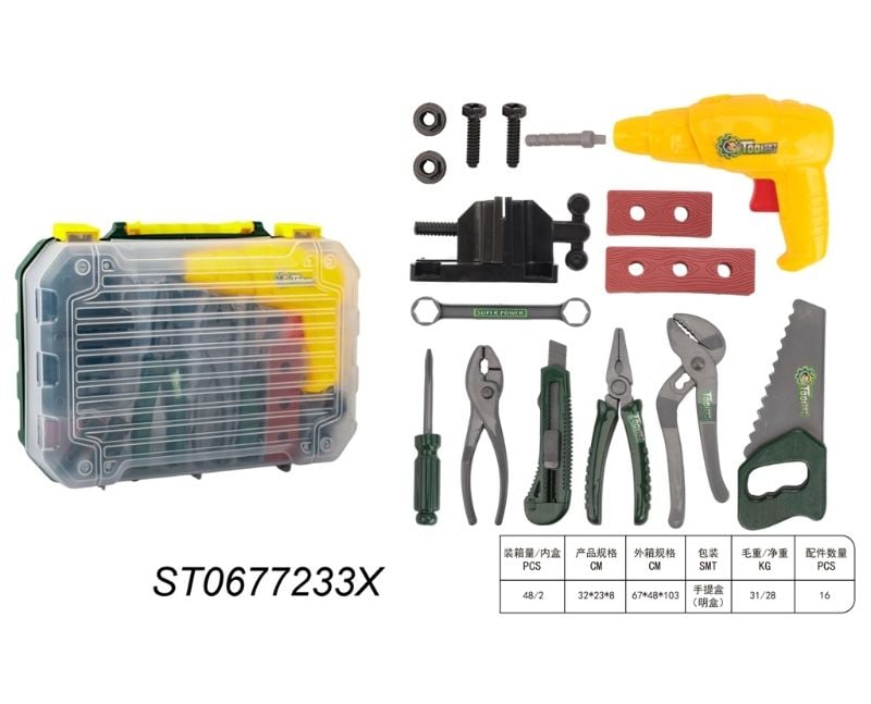 (BB8049-A) Tool Set,16Pcs,Plastic,Box