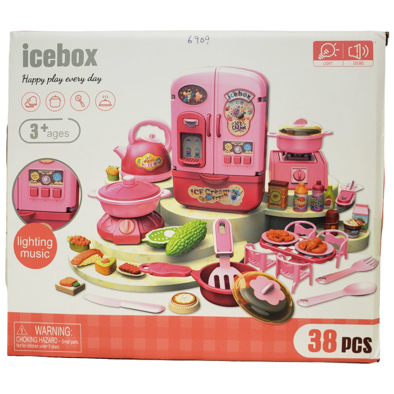(6909) Kitchen Set W/Light&Sound 2Cols W/Batte