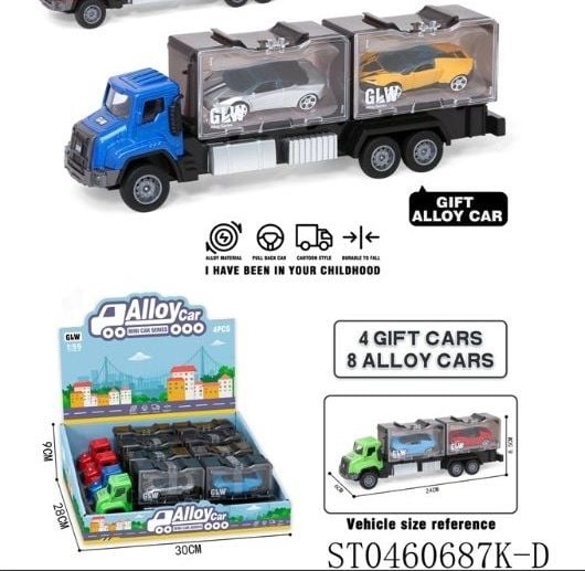(9974) 1:55 Alloy Car 3Cls Mix 4Pcs/D.Bx