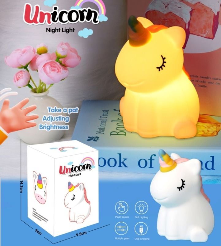 (DYB008) Unicorn Night Light Warm Lamp W/3.7V+Usb P.Bx