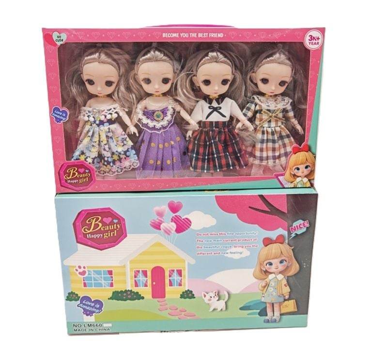 (LM660-2) 6 Inch Doll Set 4Pcs/W,Box Flat Packing