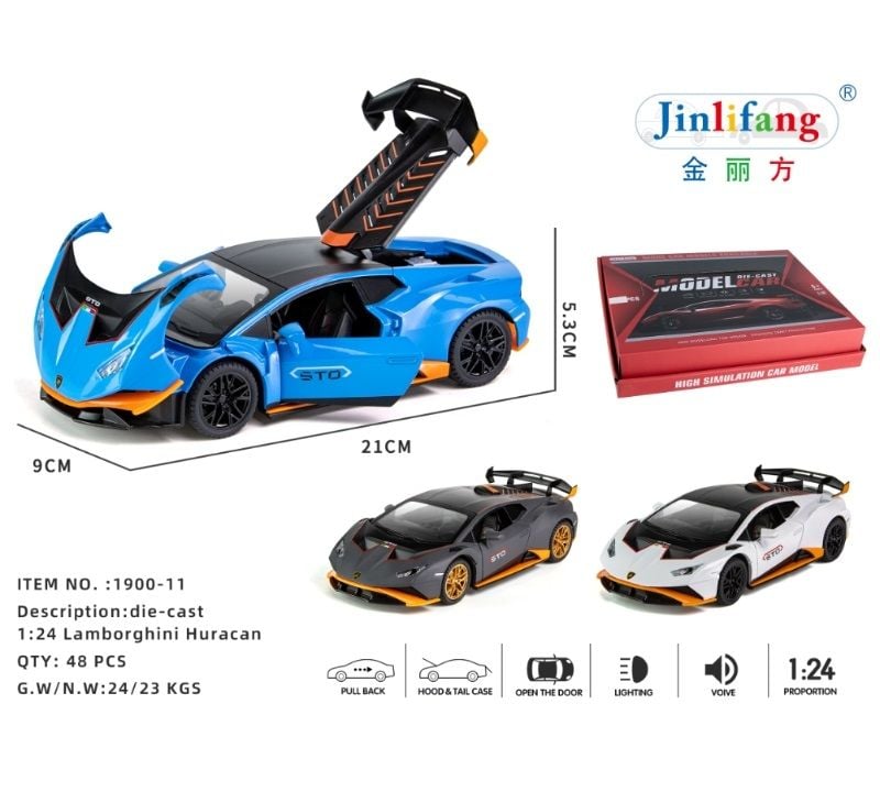 (1900-11) 1:24 P/B Die-Cast Car,Open 4 Doors W/Lig