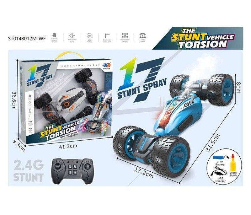 (3688-G117A) 2.4G R/C Stunt Car, With Music& Spray&Light, W/Usb, W.Bx Flat Packing
