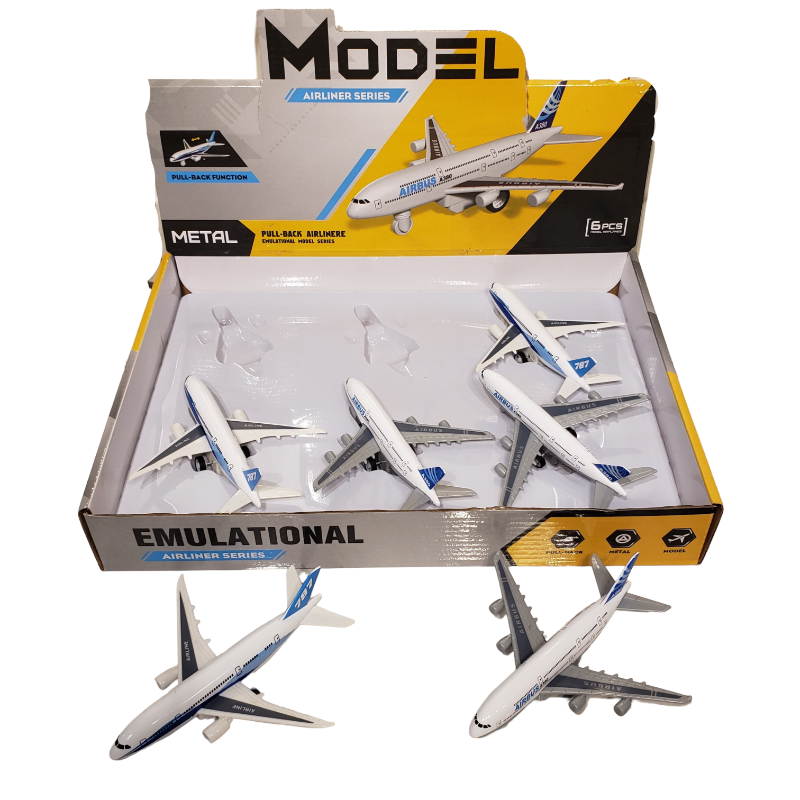 (9819A) P/B Die Cast Plane, 2 Models Mix, 6Pcs/D